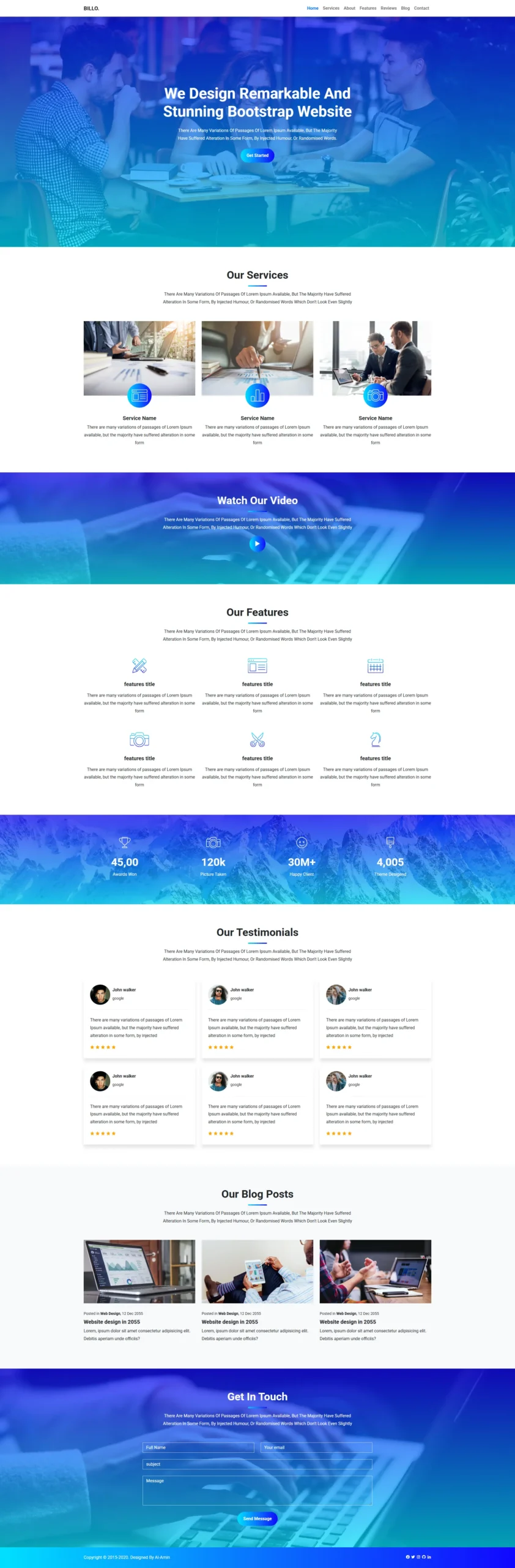 Agency portfolio website created with HTML, CSS, JavaScript, and Bootstrap